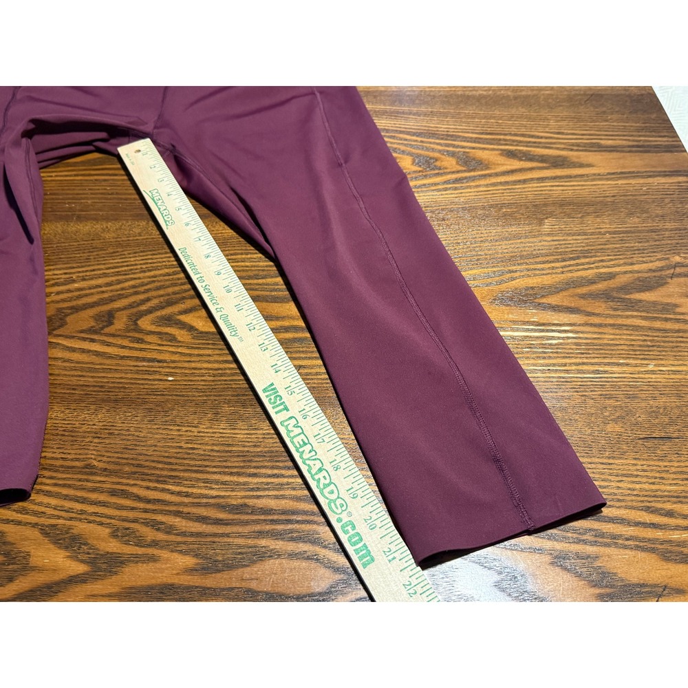 RBX Womens Large Burgundy High Waisted Capri Leggings Side Pockets Athleisure - Picture 7 of 16